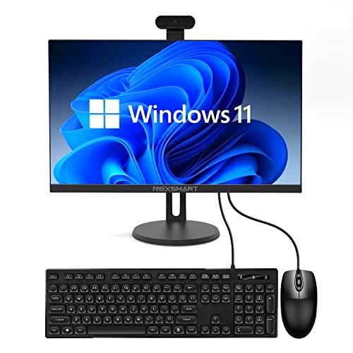 Ordenador Todo en Uno de 24&quot; Intel i7 Quad-Core Windows 11 Pro Gaming PC con cámara desmontable Ajustable a 270 grados 8G RAM 512G SSD IPS HD Display (hasta 3 GHz) Dual Band WiFi Bluetooth 4.2(negro)