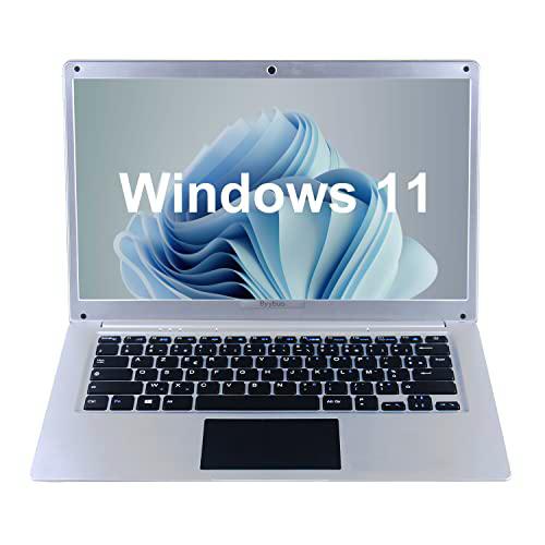 BYYBUO Laptop Windows 11 64GB Almacenamiento 4GB RAM Ultrabook,14.1 Pulgadas Pantalla Portátil,Ordenador con WiFi,Bluetooth,USB 3.0,Soporta 128GB TF Card ExpansionAzerty Teclado Francés