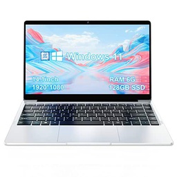 DUODUOGO Ordenador Portátil Windows 11 Pro Portatiles Baratos y Buenos J4105 CPU 14.1'' IPS FHD Screen 6GB LPDDR4 128GB SSD Portatil USB Bluetooth 4.0 HDMI 2.4G+5G WiFi Laptop