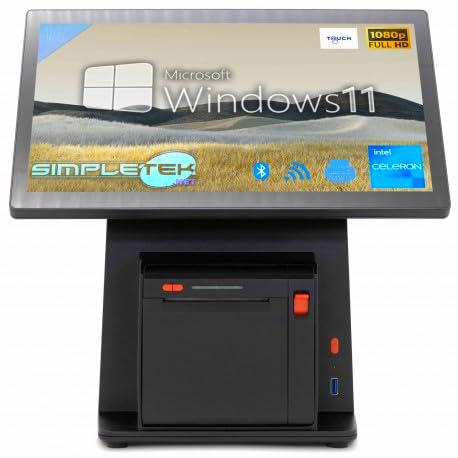 SIMPLETEK - Aio POS Windows 11 Pro - Caja registradora con impresora térmica integrada con pantalla táctil automática | 16 GB RAM 960 GB SSD | 14,1&quot; serie RS232